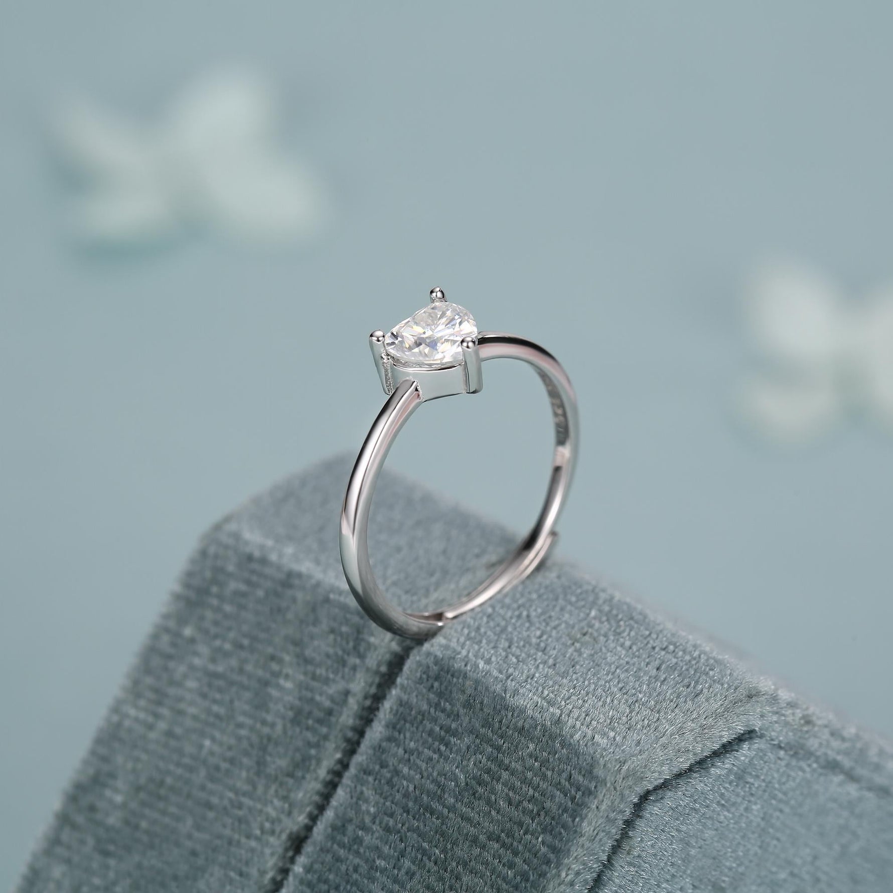Sterling Silver Moissanite Heart Ring