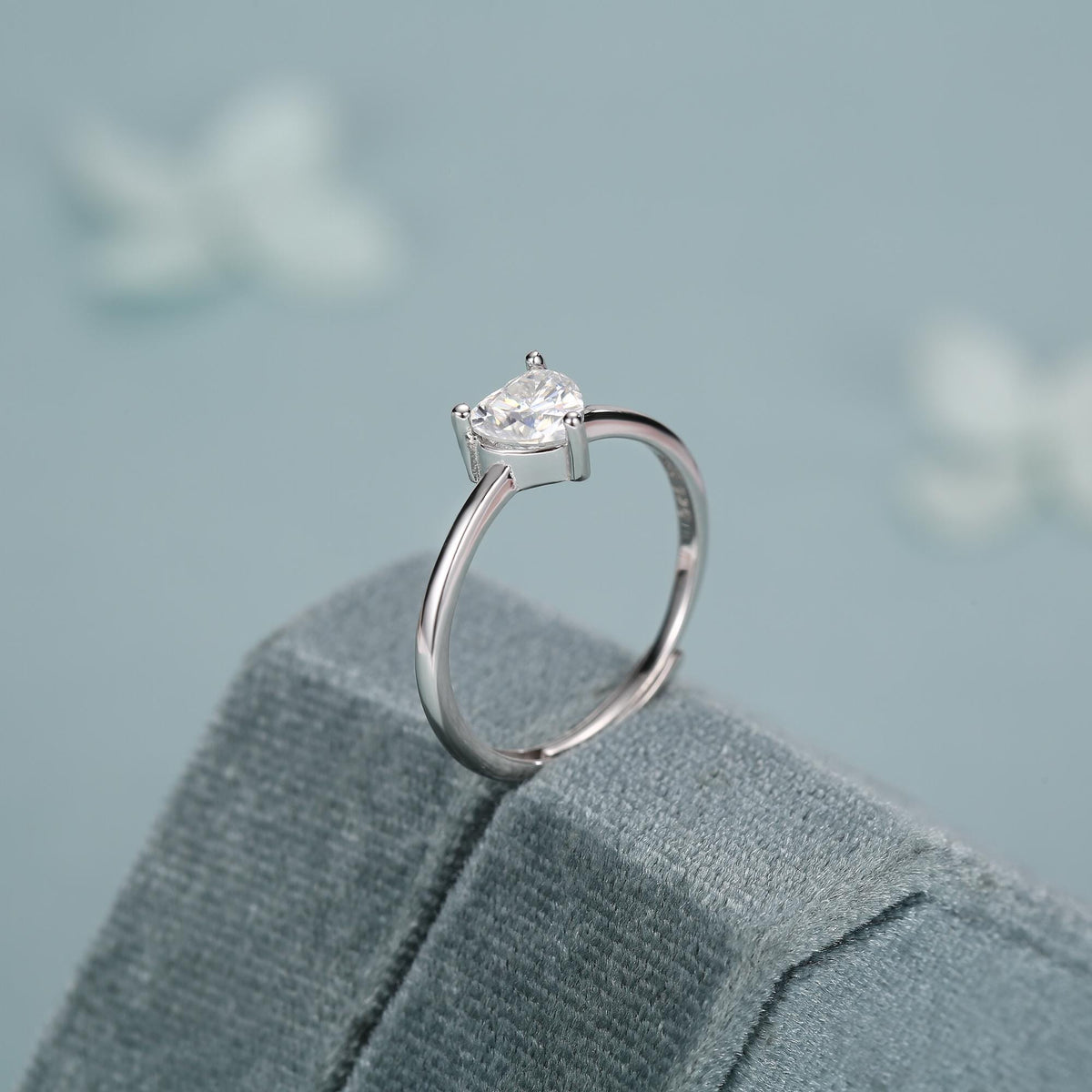 Sterling Silver Moissanite Heart Ring