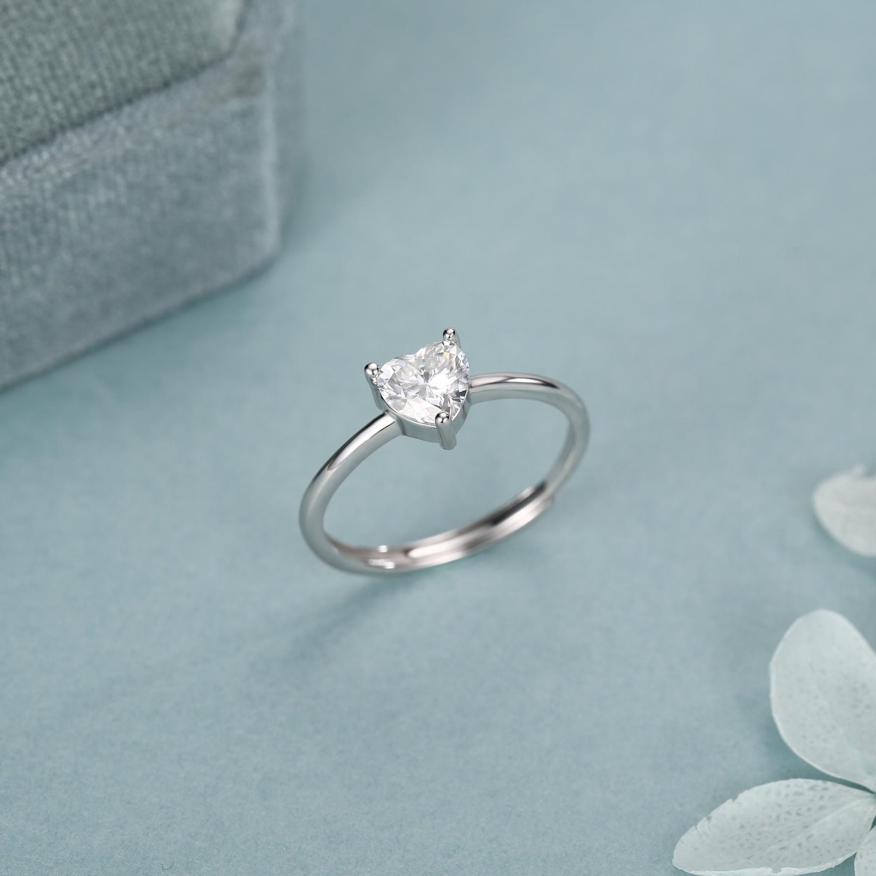 Sterling Silver Moissanite Heart Ring