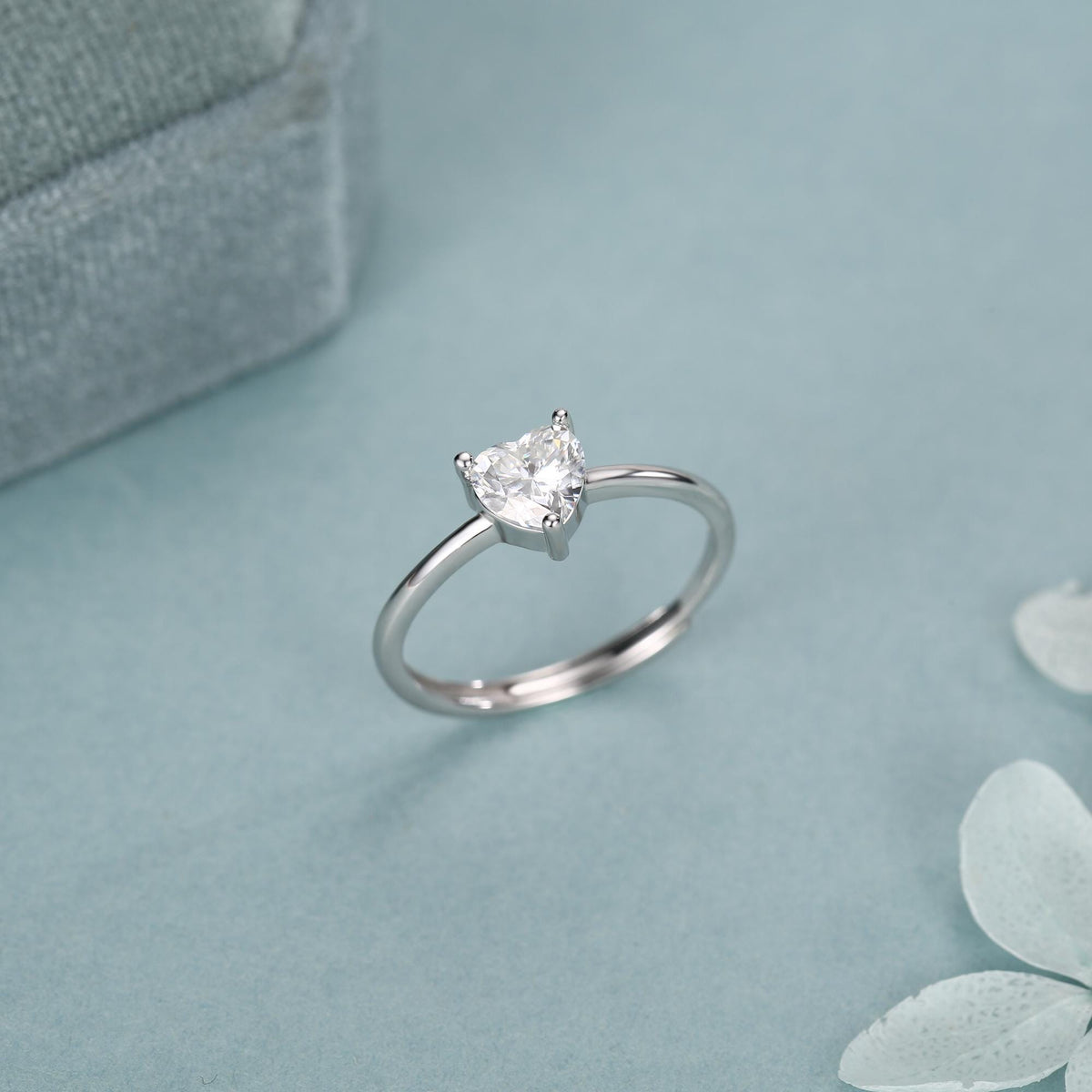 Sterling Silver Moissanite Heart Ring