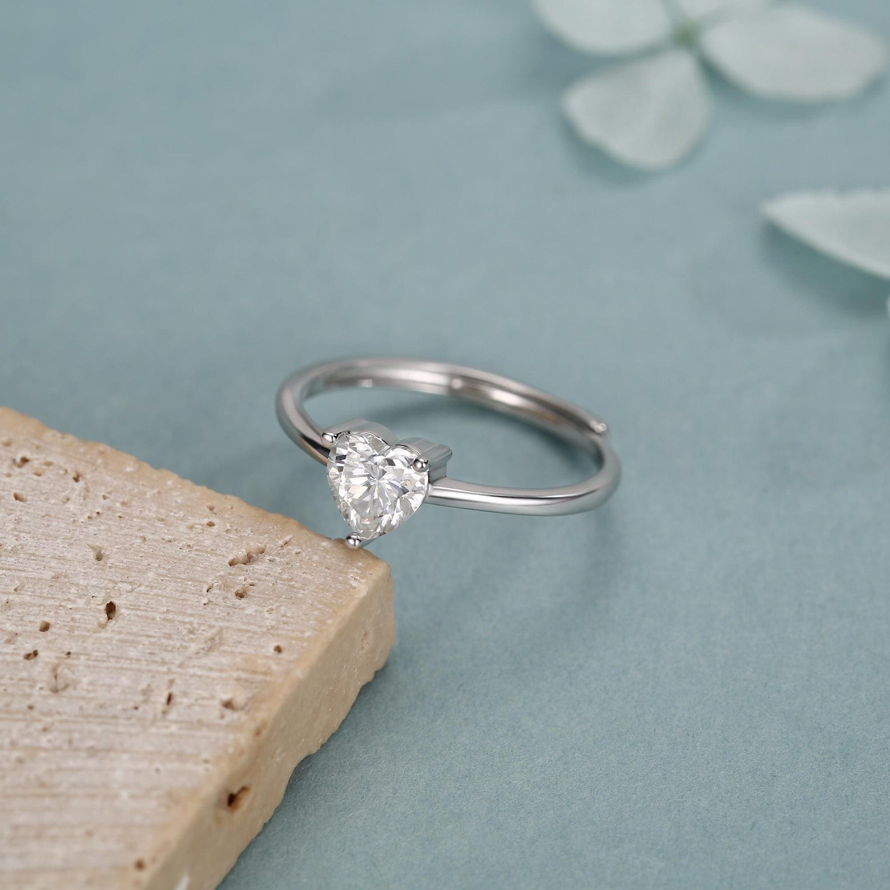 Sterling Silver Moissanite Heart Ring