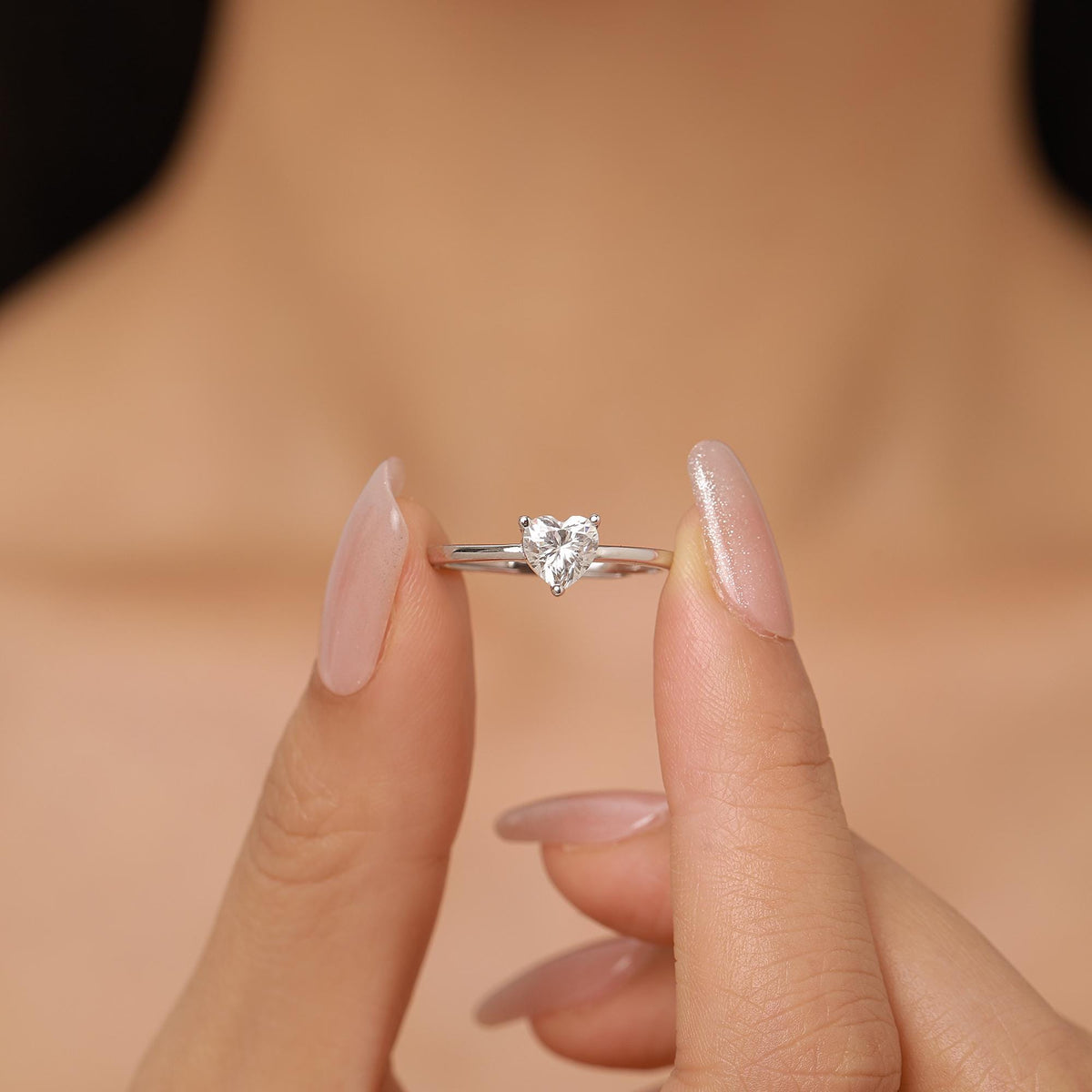 Sterling Silver Moissanite Heart Ring