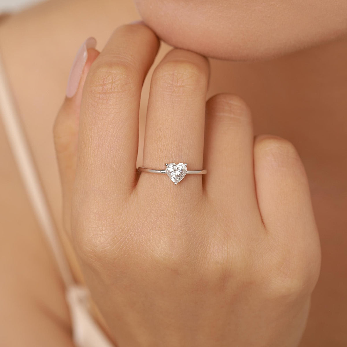Sterling Silver Moissanite Heart Ring