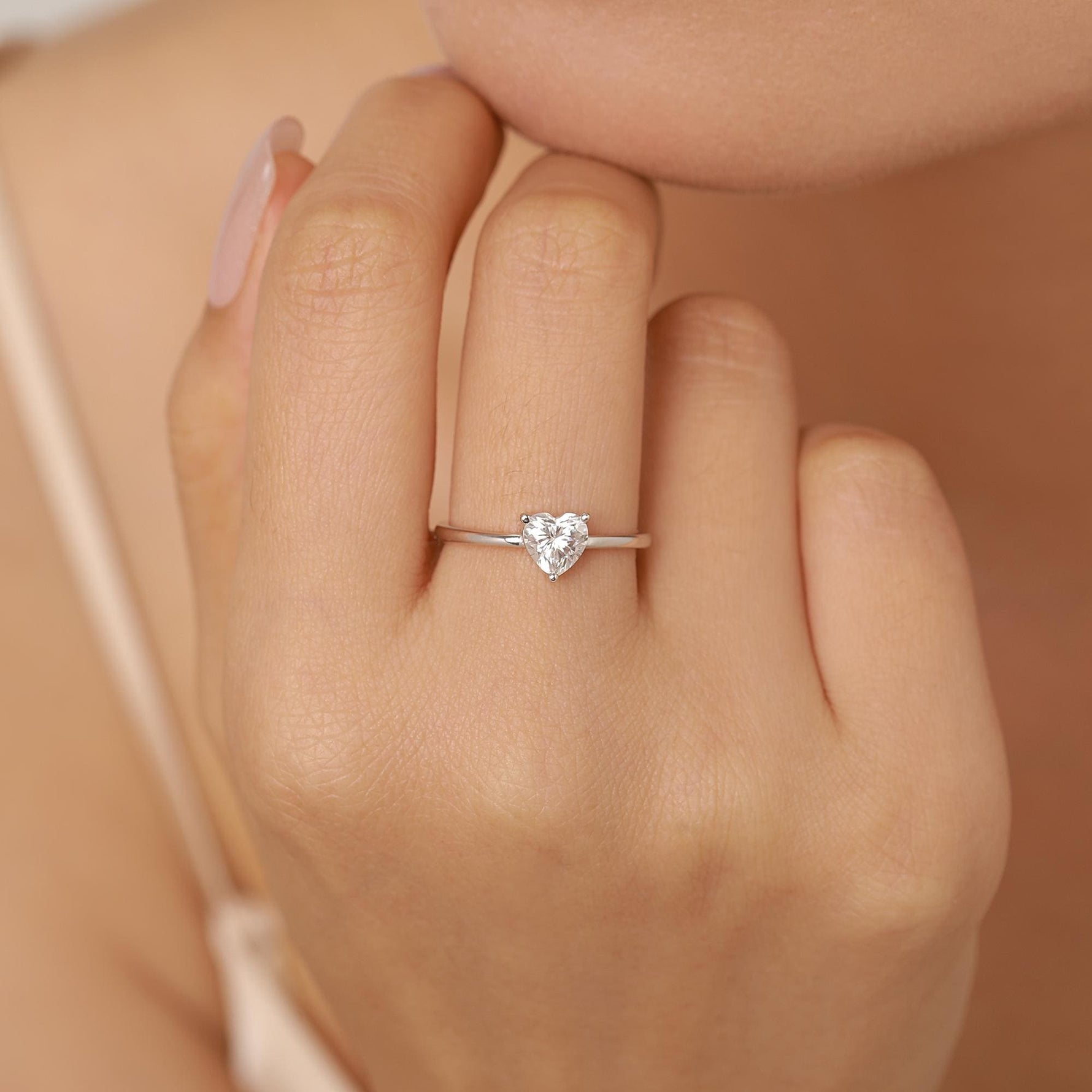 Sterling Silver Moissanite Heart Ring