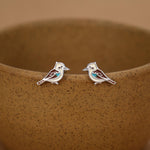 Sterling Silver Enamel Tiny Kookaburra Stud Earrings