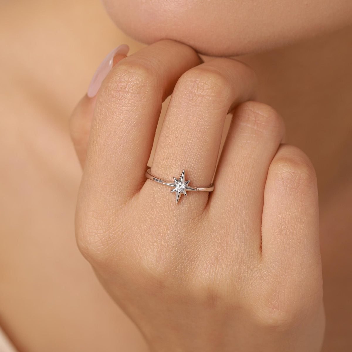 Sterling Silver North Star CZ Ring