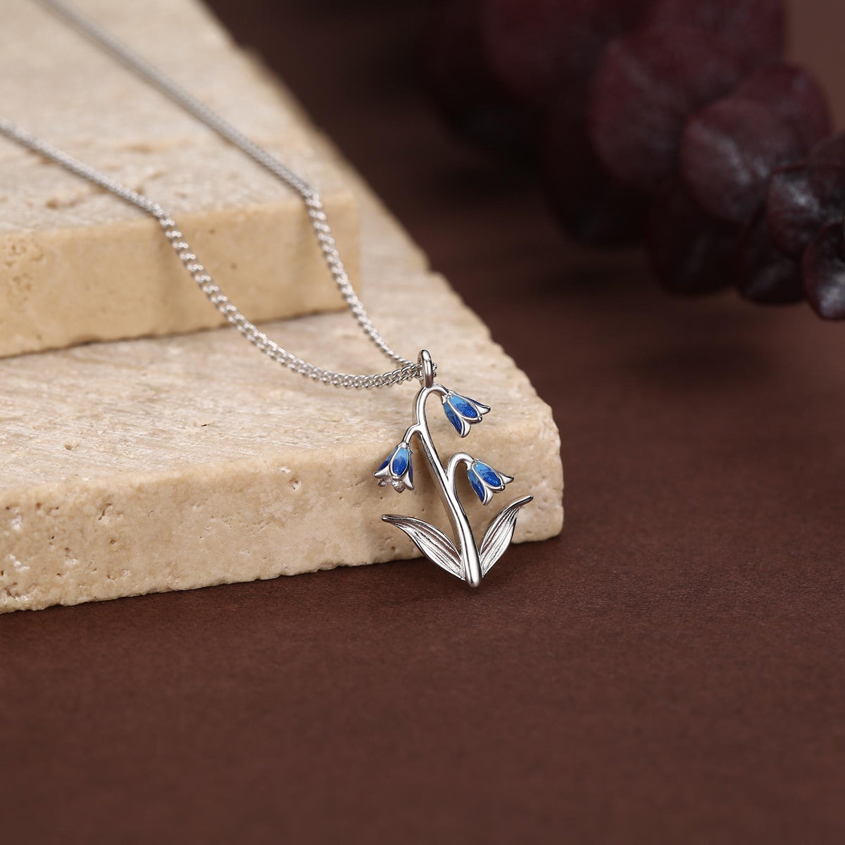 Sterling Silver Enamel Bluebell Flower Necklace