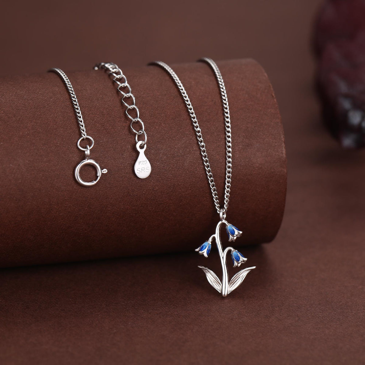 Sterling Silver Enamel Bluebell Flower Necklace