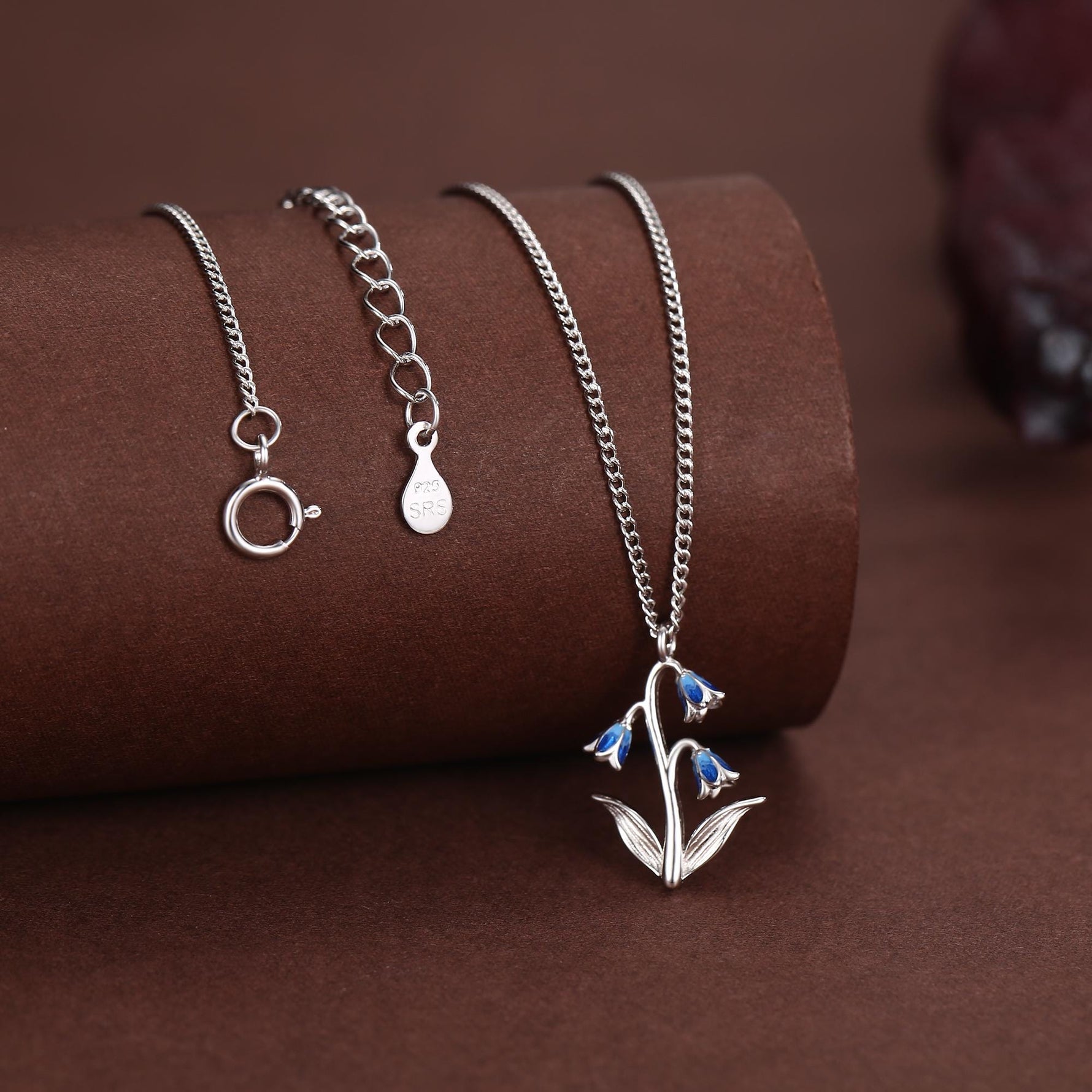 Sterling Silver Enamel Bluebell Flower Necklace