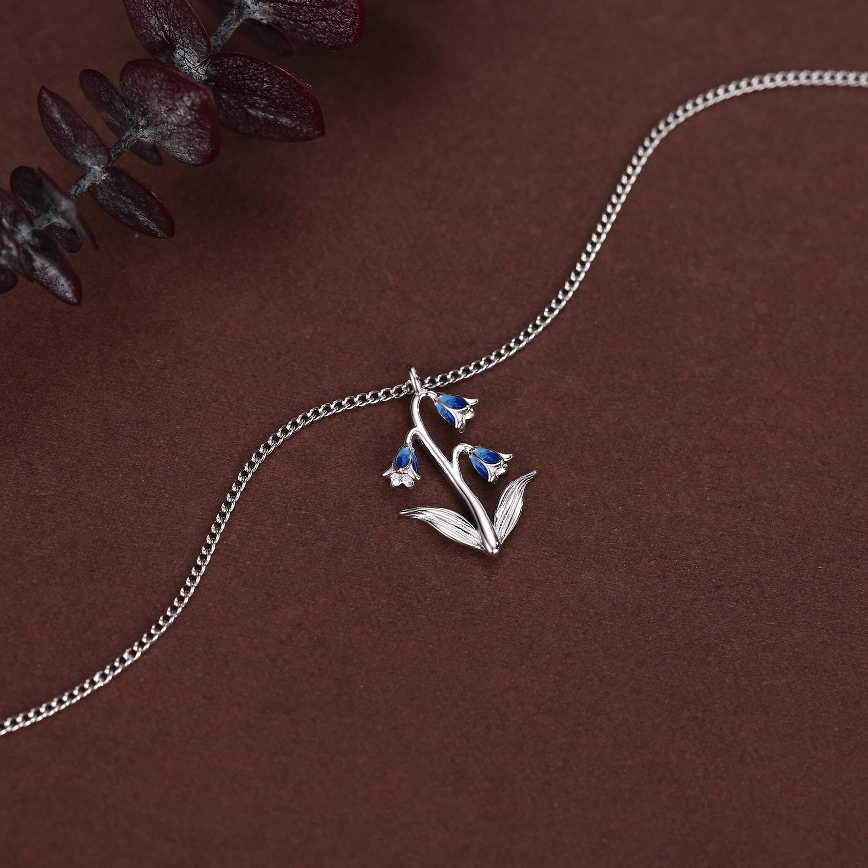 Sterling Silver Enamel Bluebell Flower Necklace