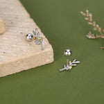 Sterling Silver Olive Branch 18G Screw Back Earrings