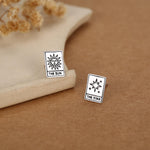 Sterling Silver Mismatched Tarot Card Sun and Star Stud Earrings