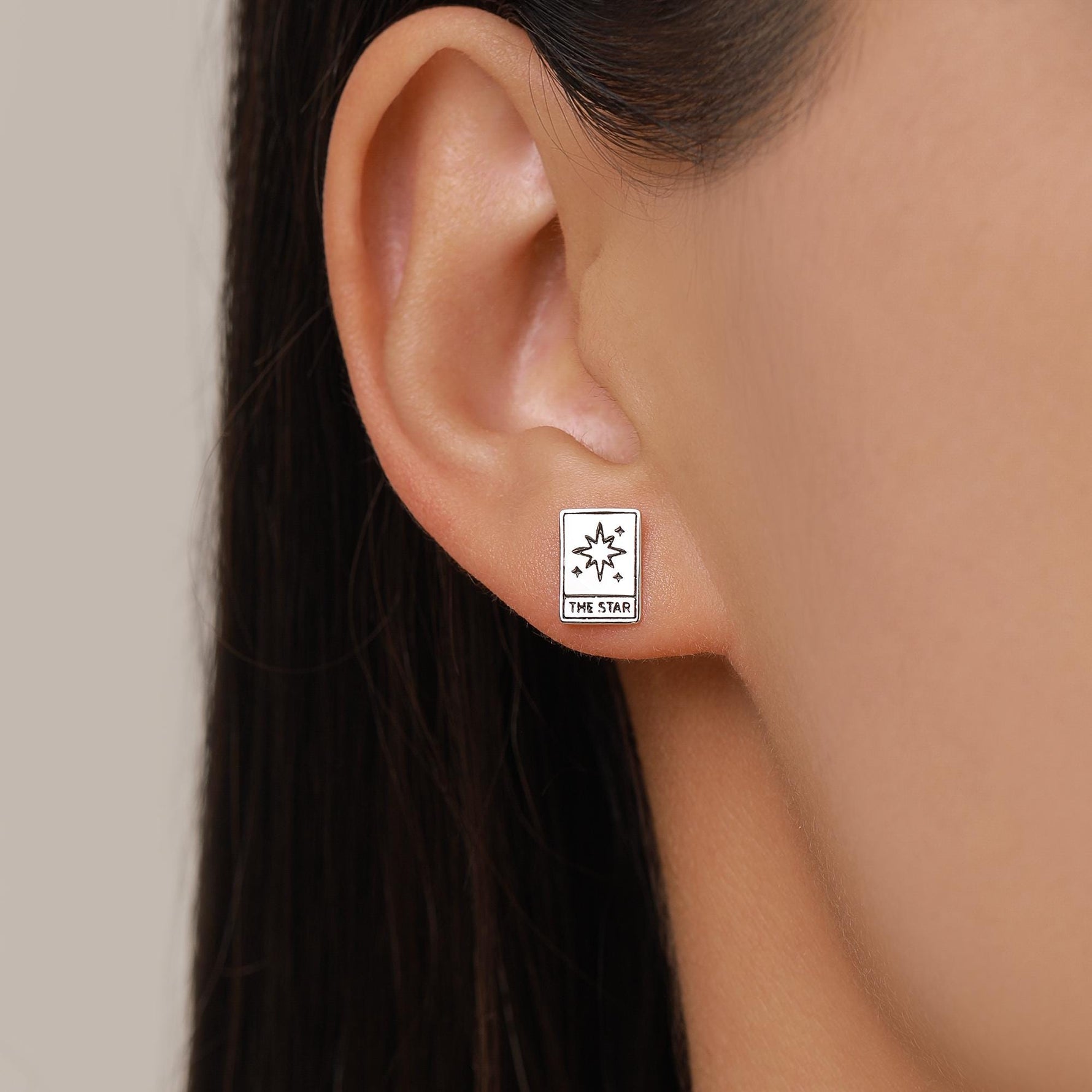 Sterling Silver Mismatched Tarot Card Sun and Star Stud Earrings