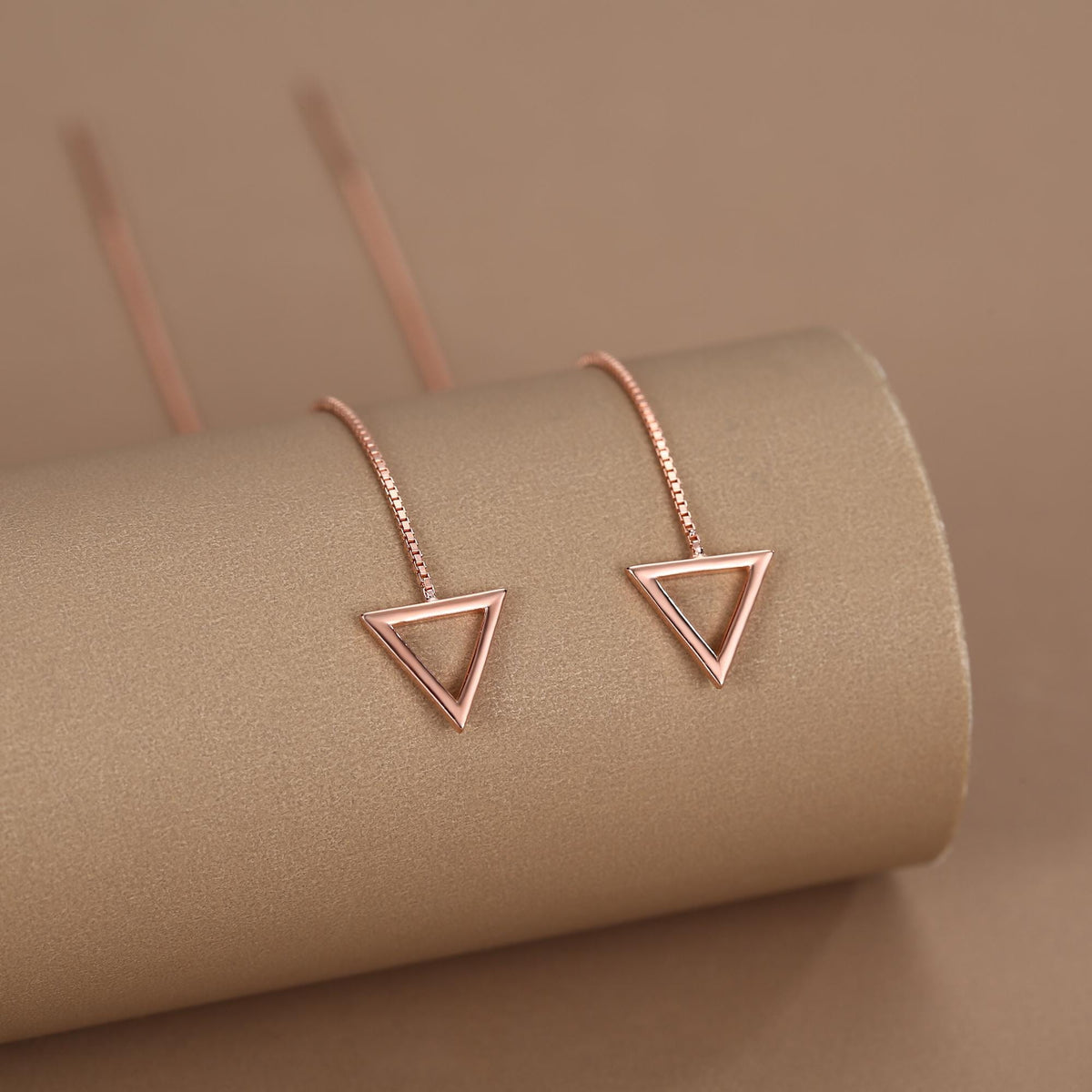 Sterling Silver Open Triangle Threader Earrings