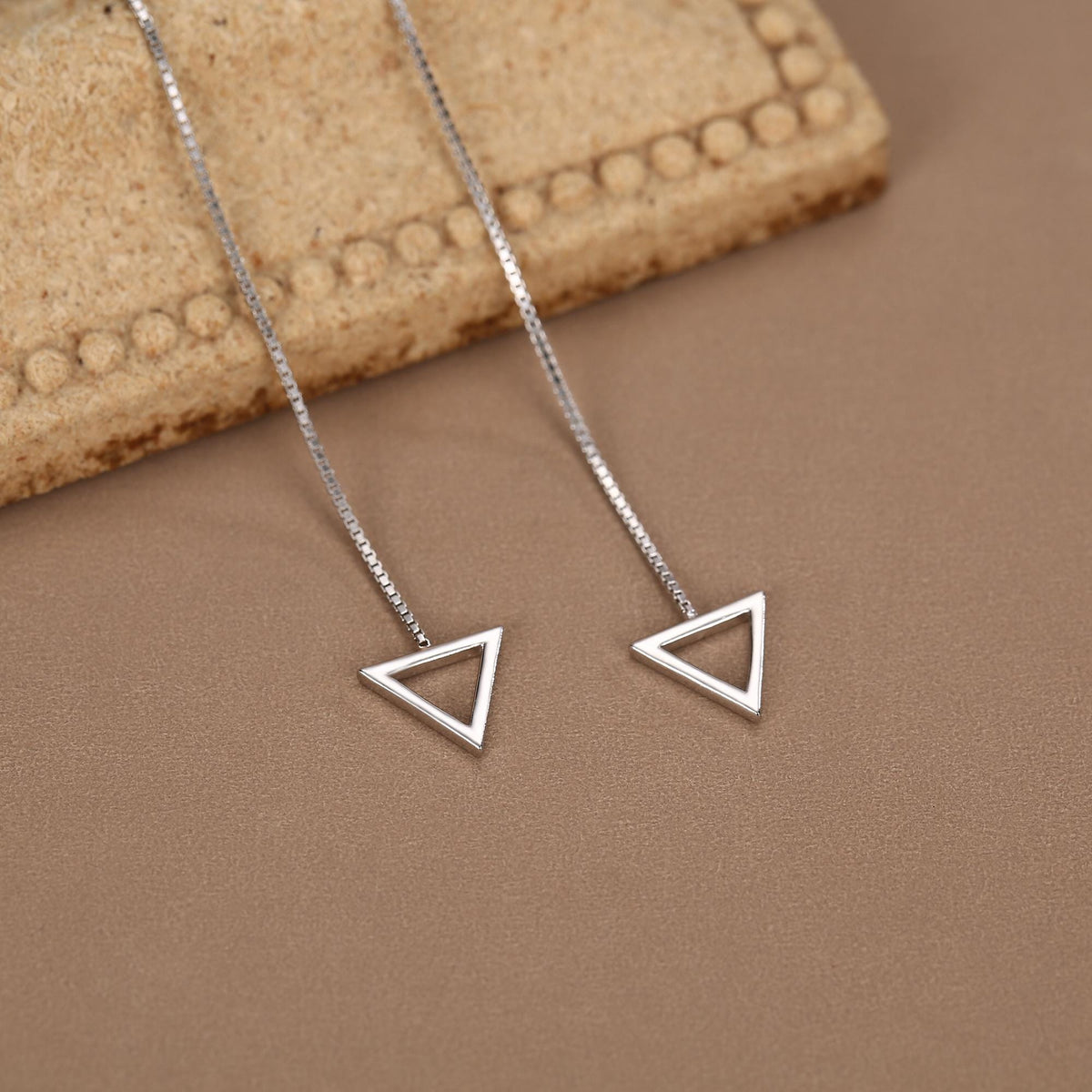 Sterling Silver Open Triangle Threader Earrings