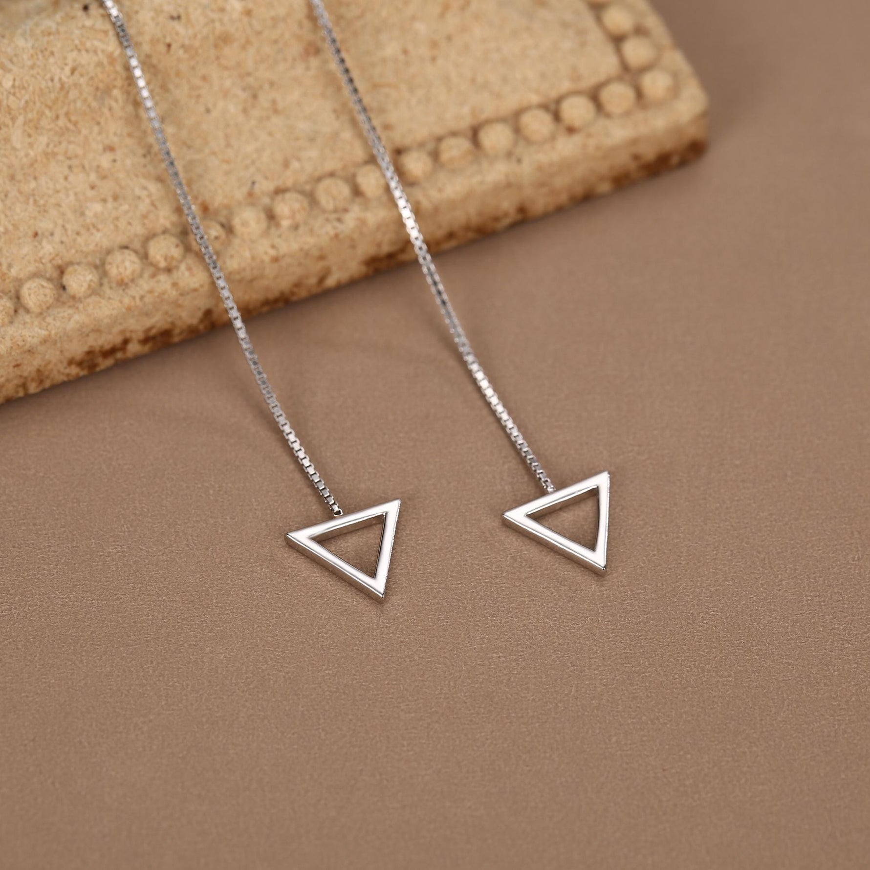 Sterling Silver Open Triangle Threader Earrings
