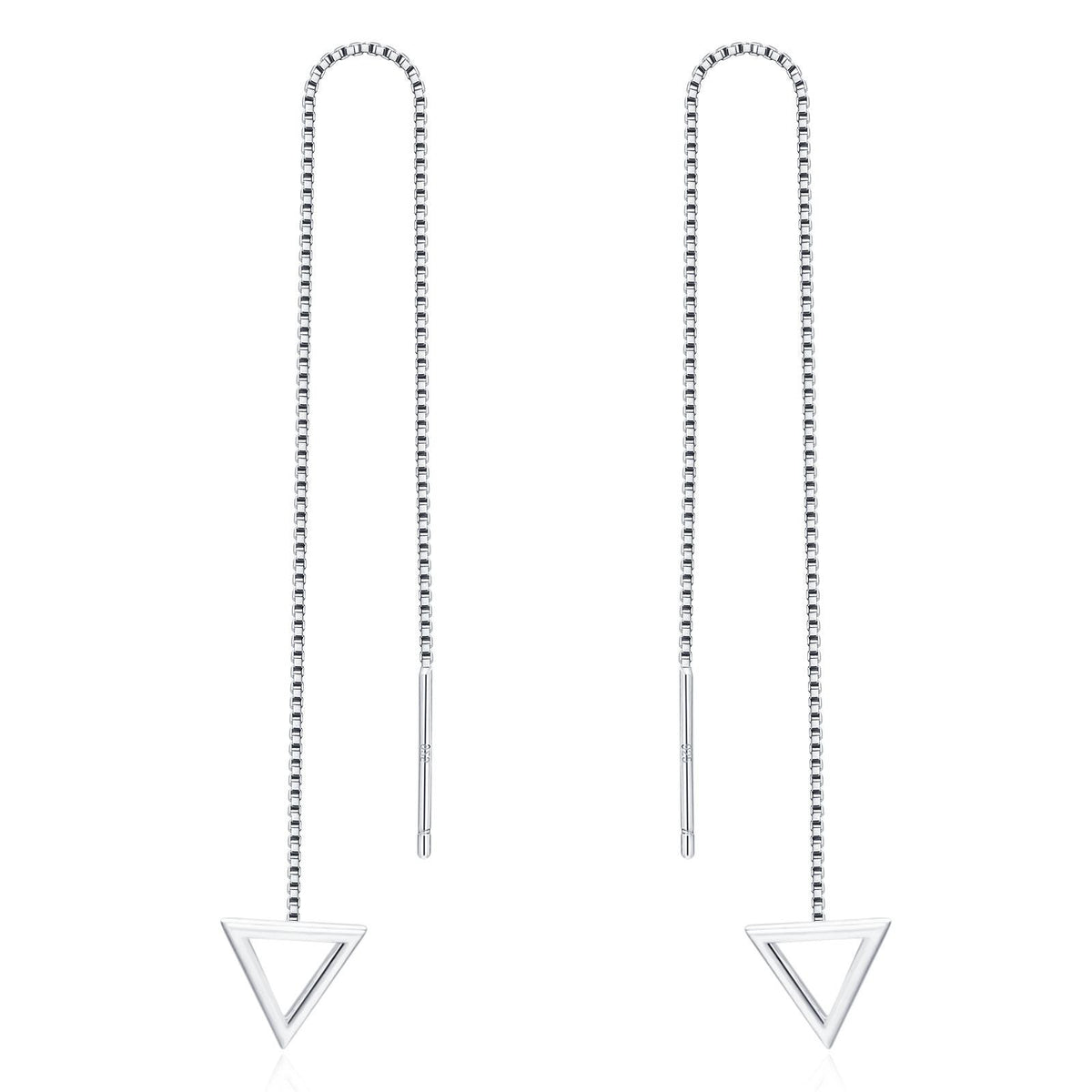 Sterling Silver Open Triangle Threader Earrings
