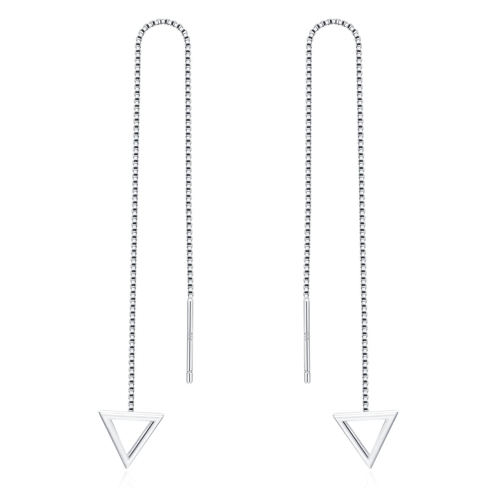 Sterling Silver Open Triangle Threader Earrings