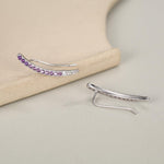 Ombre Amethyst Purple CZ Crawler Earrings in Sterling Silver, Silver or Gold, Gradient Colour Ear Crawlers, February Birthstone Ear Climbers