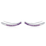 Ombre Amethyst Purple CZ Crawler Earrings in Sterling Silver, Silver or Gold, Gradient Colour Ear Crawlers, February Birthstone Ear Climbers