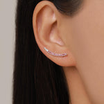 Ombre Ruby Pink CZ Crawler Earrings in Sterling Silver, Silver or Gold, Gradient Colour Ear Crawlers, July Birthstone Ear Climbers
