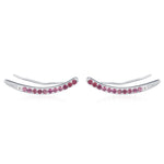 Ombre Ruby Pink CZ Crawler Earrings in Sterling Silver, Silver or Gold, Gradient Colour Ear Crawlers, July Birthstone Ear Climbers