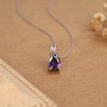 Amethyst Purple CZ Pear Cut Pendant Necklace