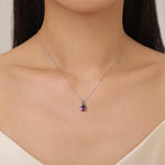 Amethyst Purple CZ Pear Cut Pendant Necklace