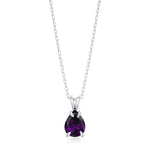 Amethyst Purple CZ Pear Cut Pendant Necklace