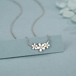 Forget Me Not Flower Trio Pendant Necklace