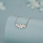 Forget Me Not Flower Trio Pendant Necklace