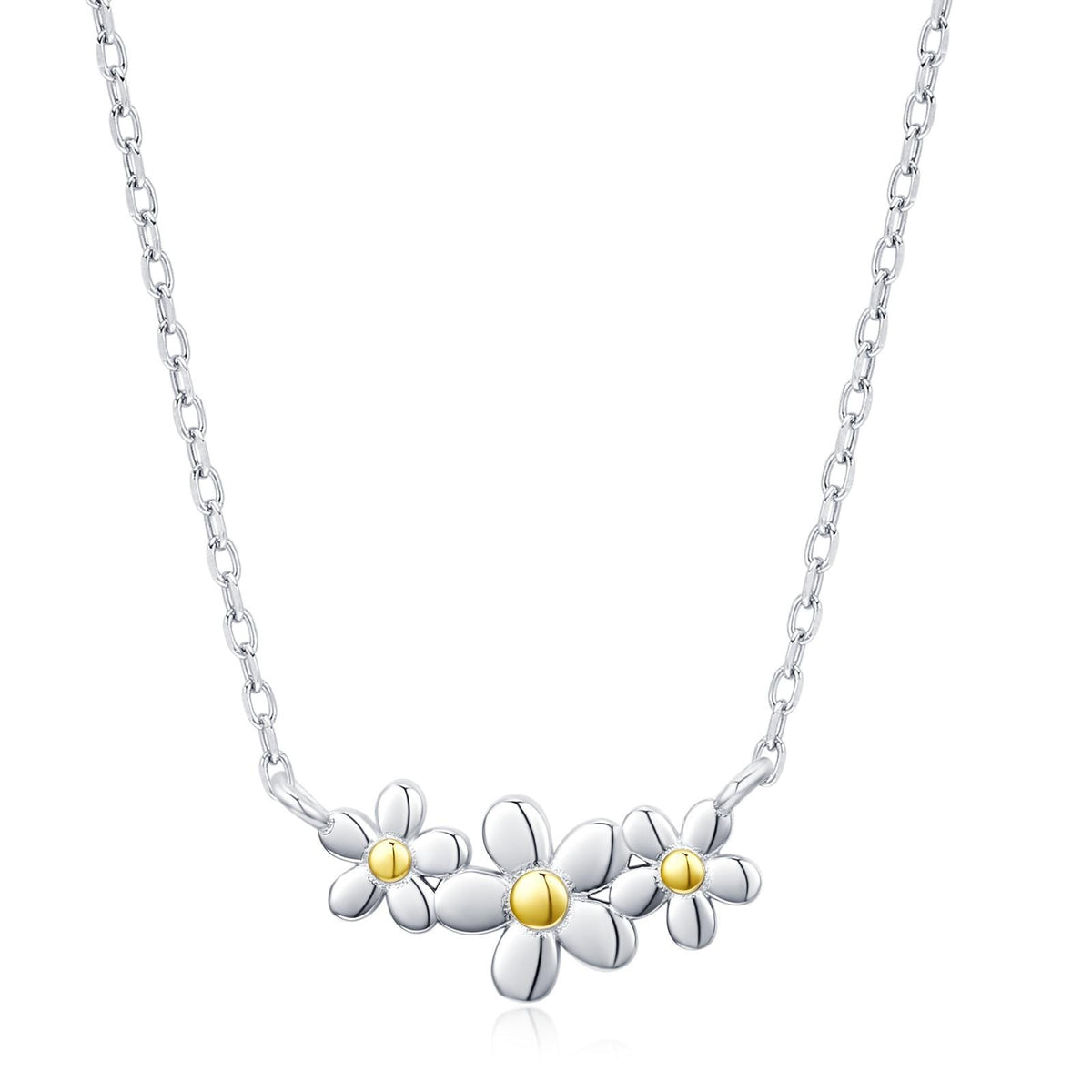 Forget Me Not Flower Trio Pendant Necklace