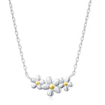 Forget Me Not Flower Trio Pendant Necklace