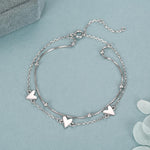 Double Layer Three Hearts Charm Bracelet