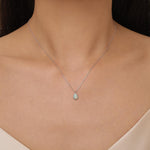 Green Opal Droplet Pendant Necklace in Sterling Silver, Lab Opal Necklace, Pear Shape Opal Necklace, Fire Opal Necklace