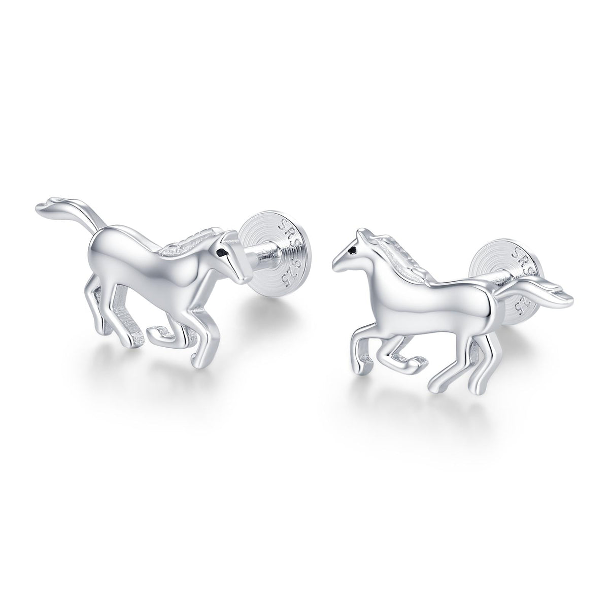 Sterling Silver Horse 18G Flat Back Earrings