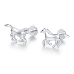 Sterling Silver Horse 18G Flat Back Earrings