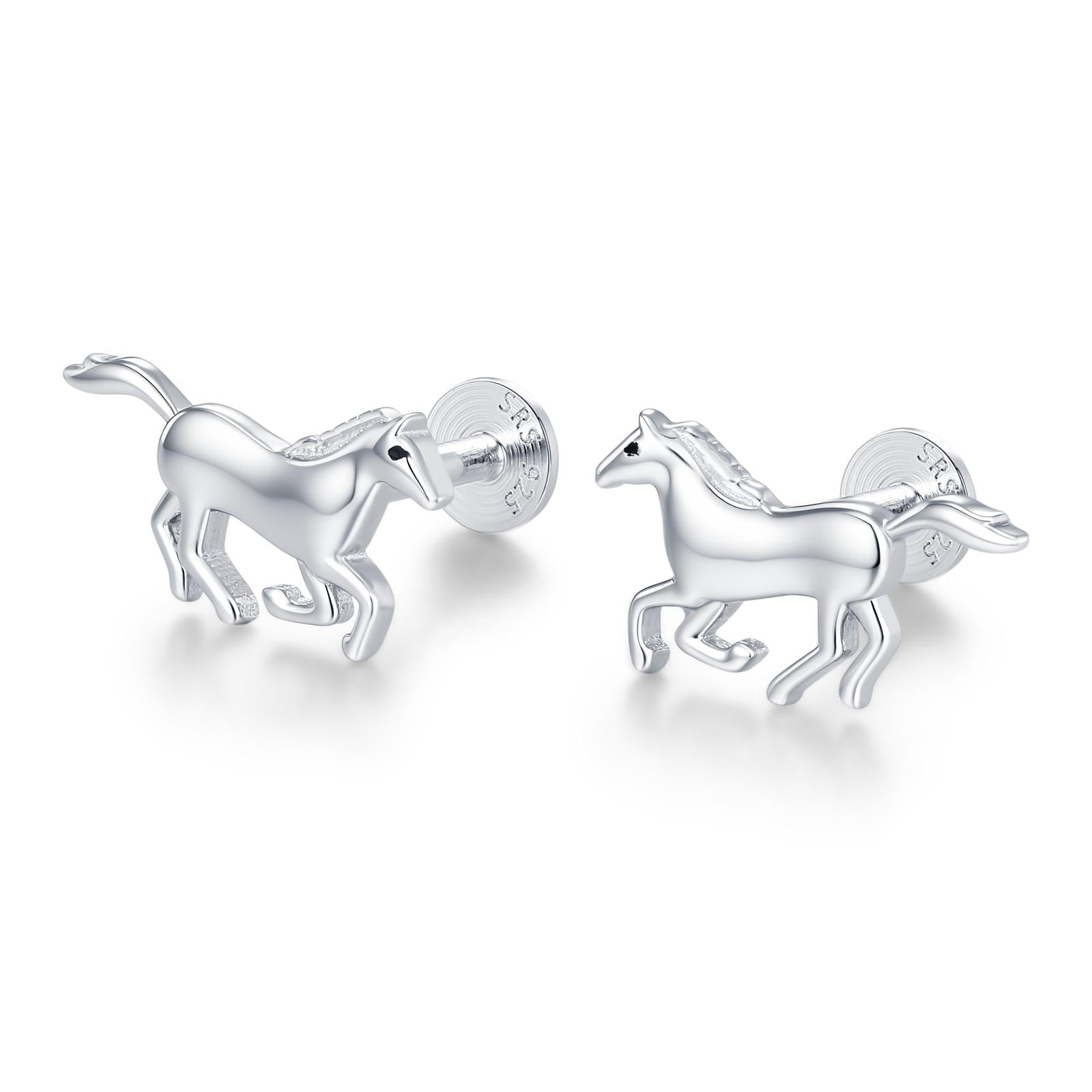 Sterling Silver Horse 18G Flat Back Earrings