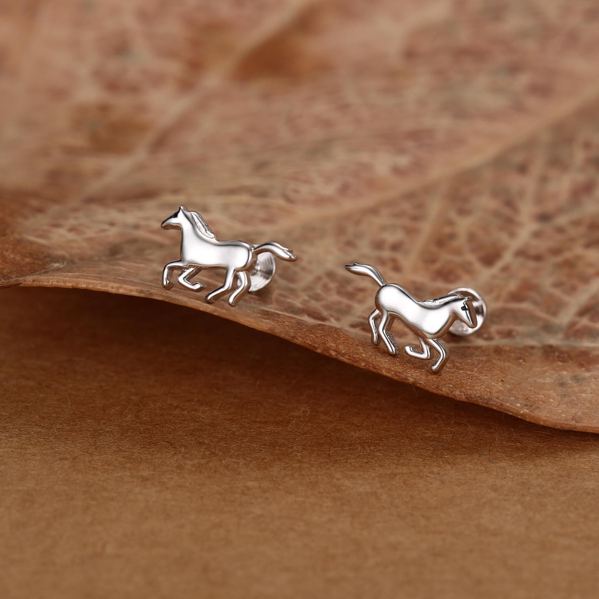 Sterling Silver Horse 18G Flat Back Earrings