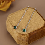 Sterling Silver Emerald Green CZ Threader Earrings