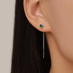 Sterling Silver Emerald Green CZ Threader Earrings