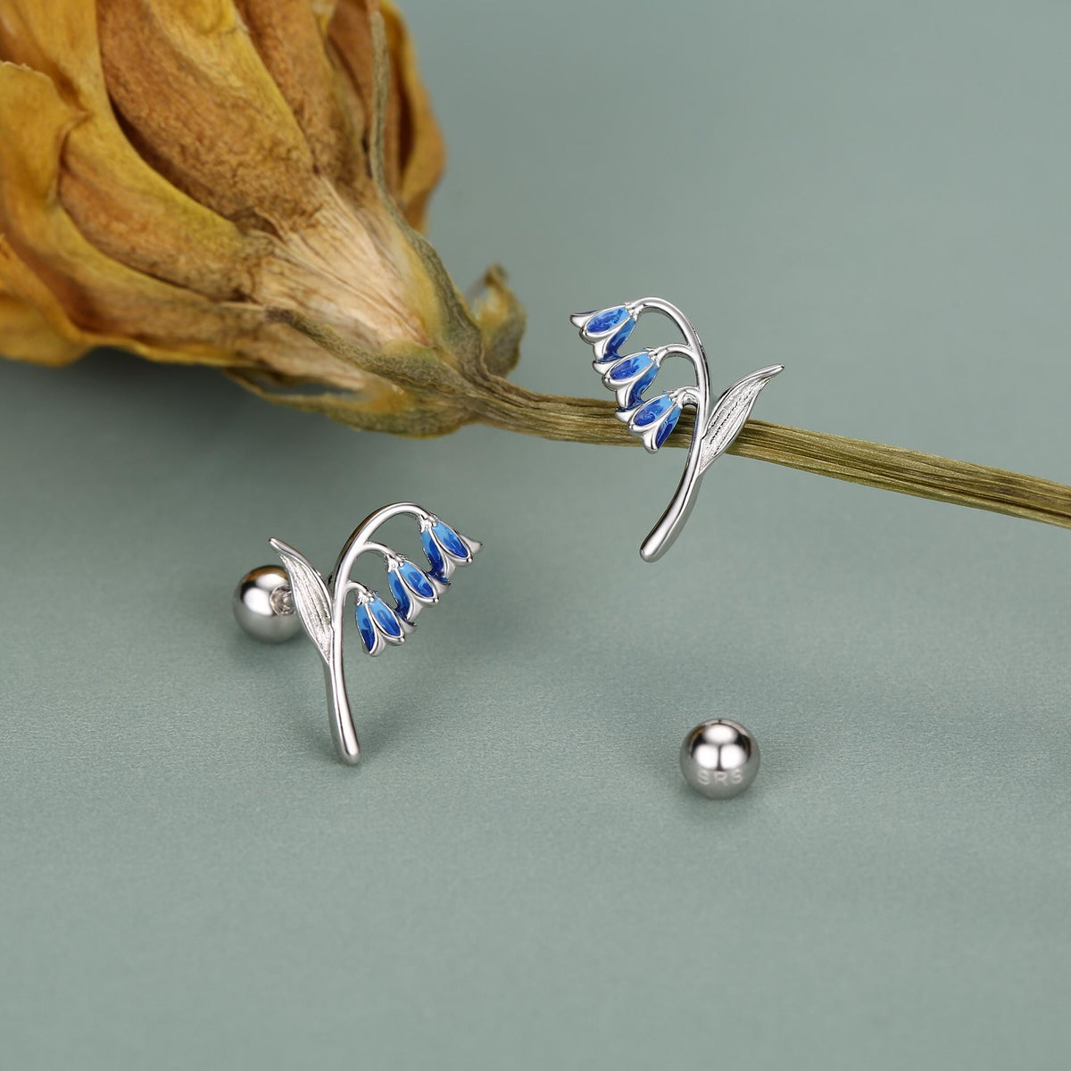 Sterling Silver Bluebell 18G Screw Back Earrings