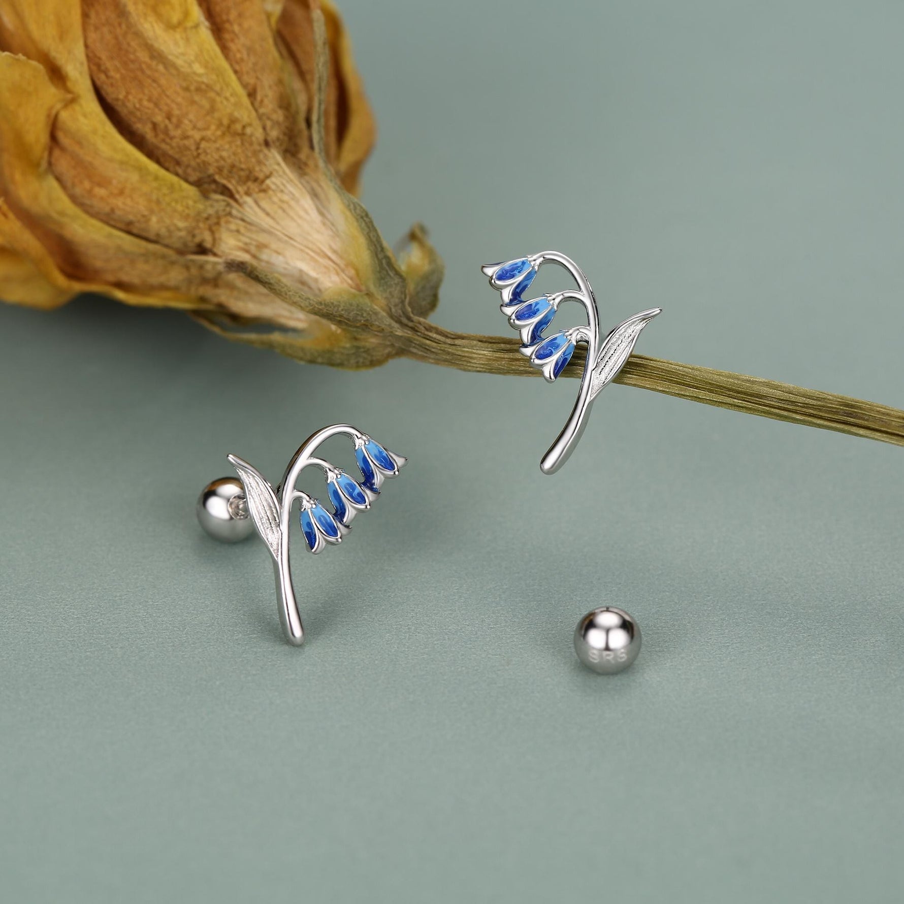 Sterling Silver Bluebell 18G Screw Back Earrings