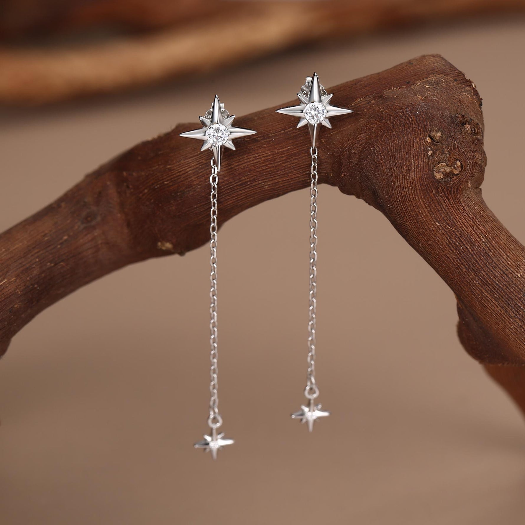 Sterling Silver North Star Jacket Earrings