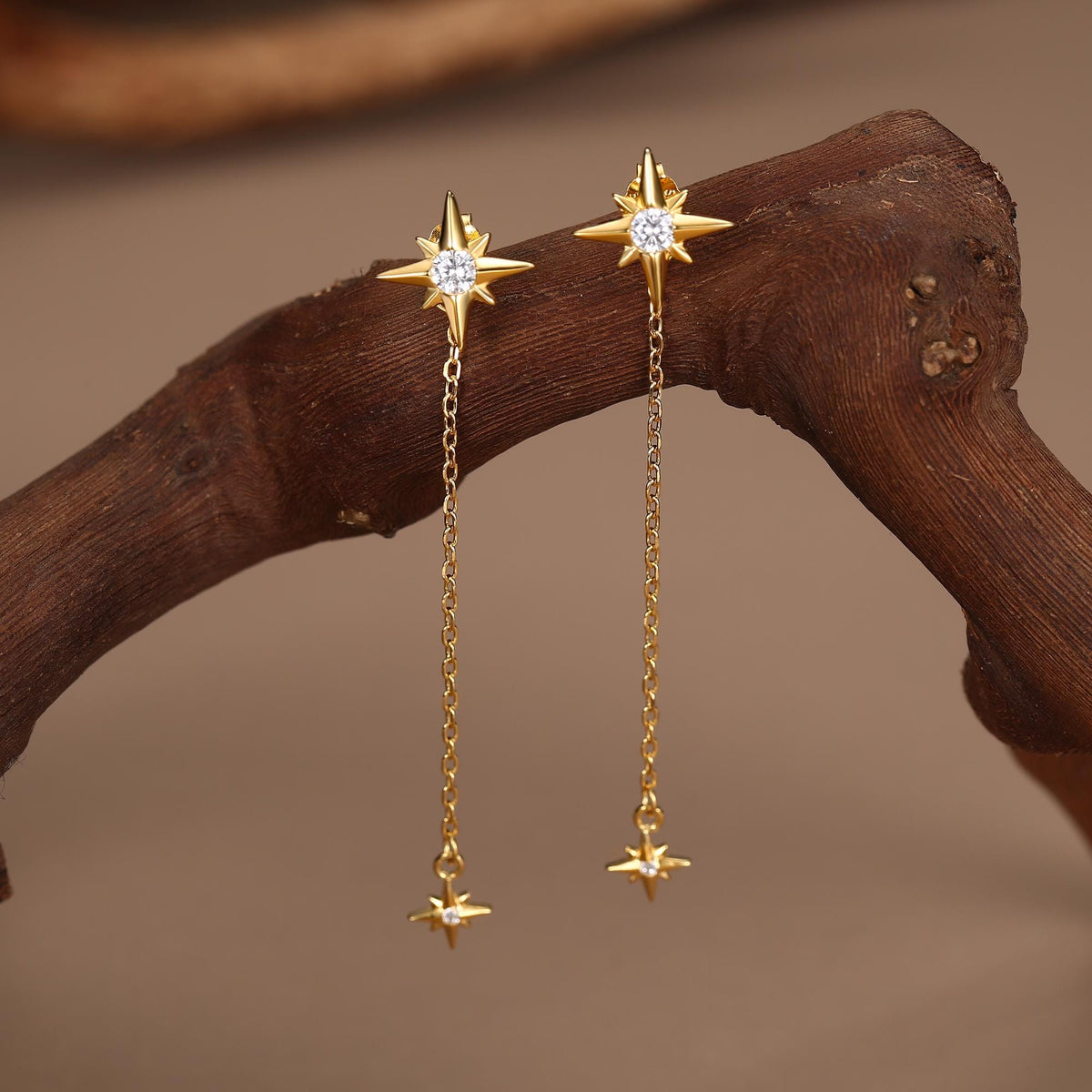 Sterling Silver North Star Jacket Earrings