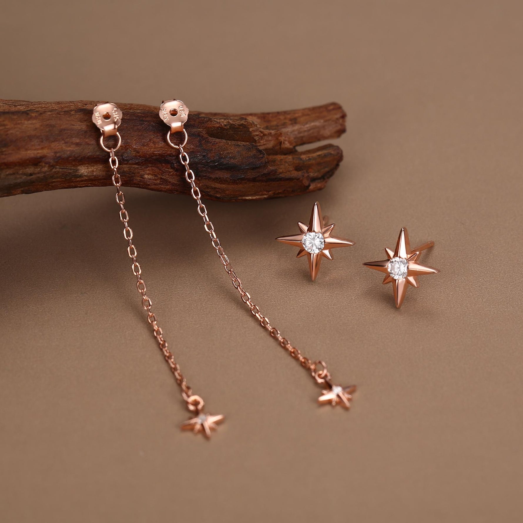 Sterling Silver North Star Jacket Earrings