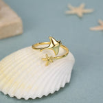Sterling Silver Manta Ray and Starfish Open Ring