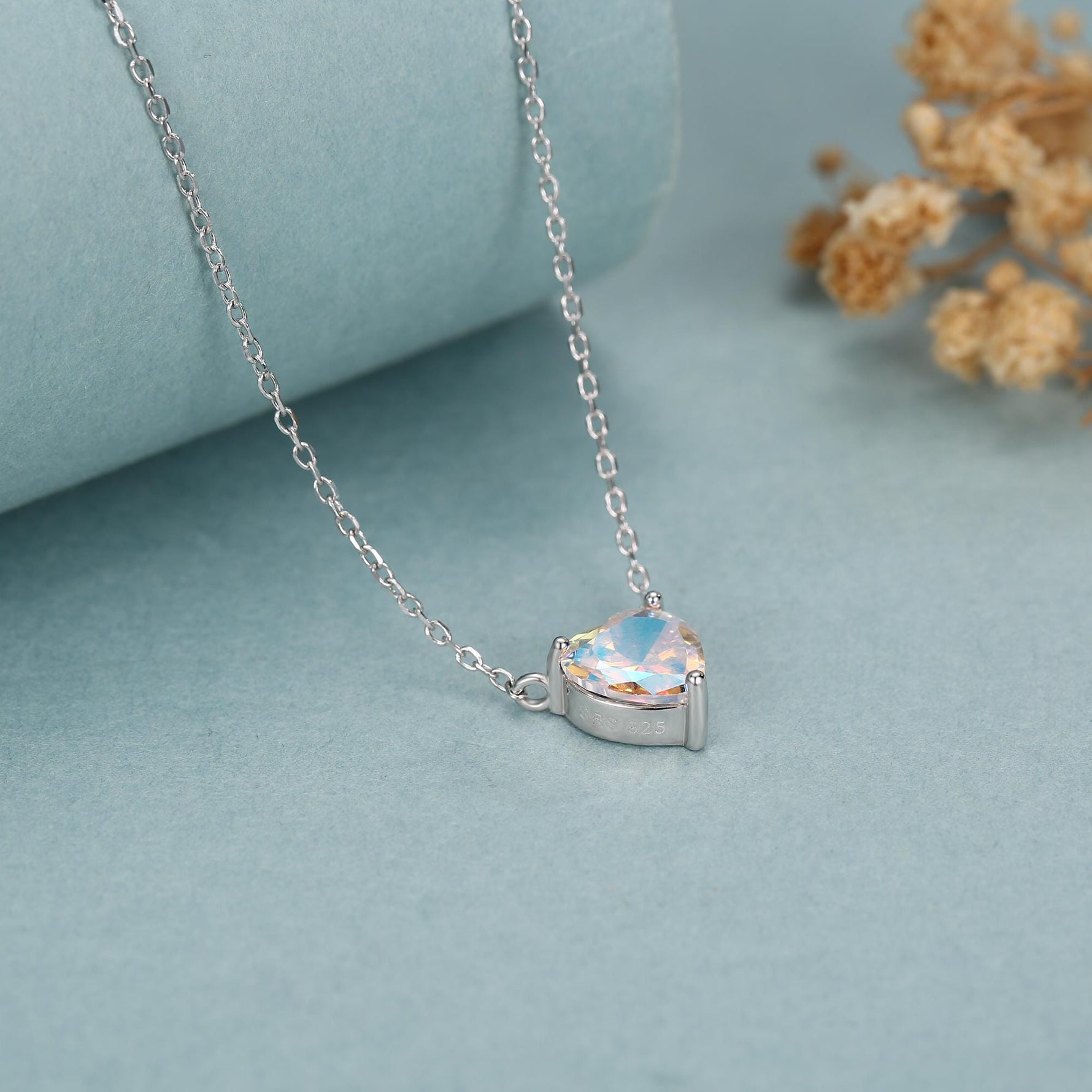 Aurora CZ Heart Charm Necklace