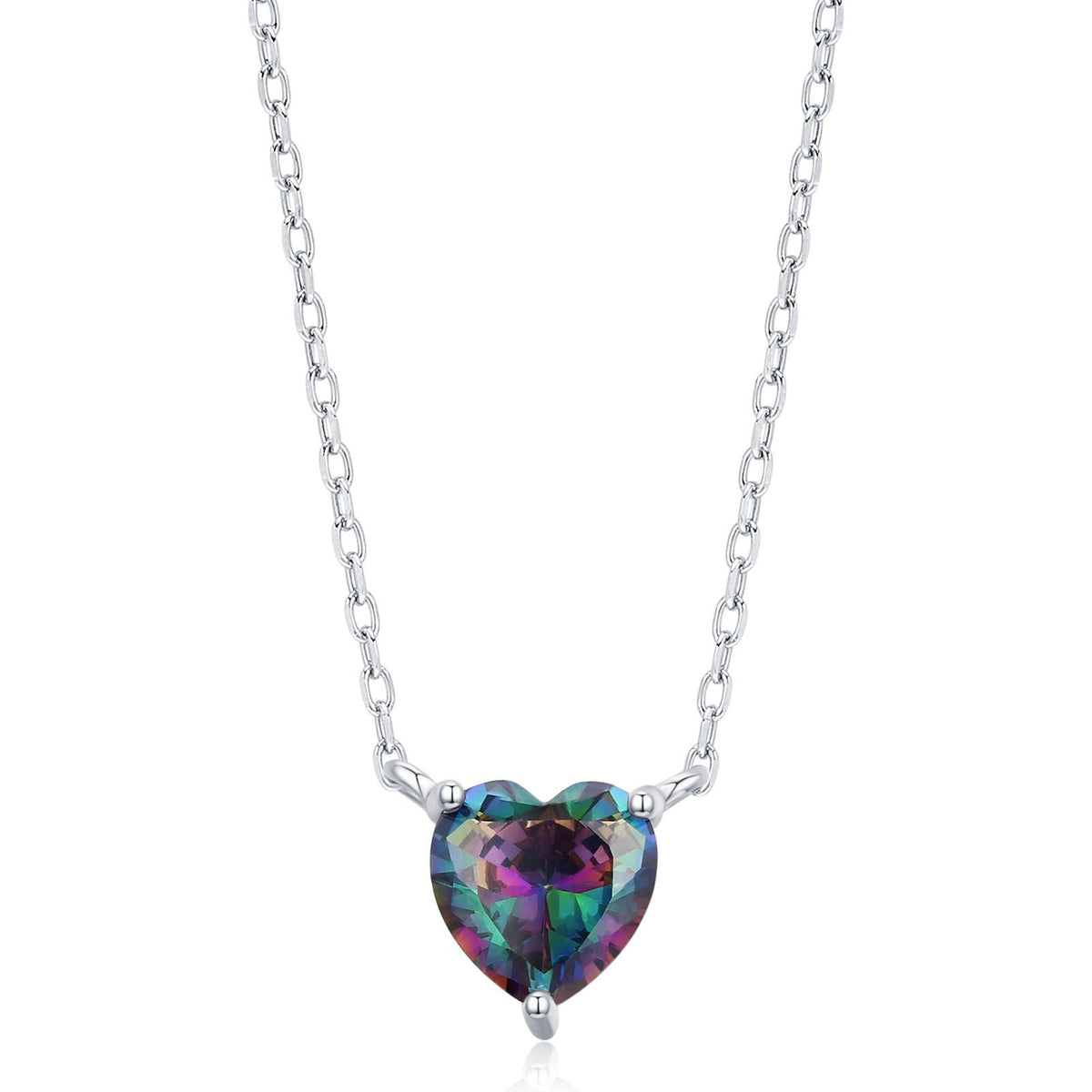 Mystic CZ Heart Charm Necklace