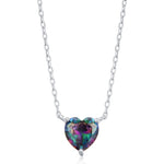 Mystic CZ Heart Charm Necklace